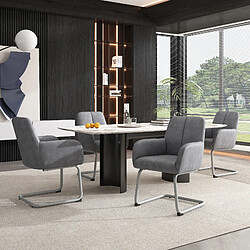 DZMDIP Chaise de salle à manger - Lot de 4 - Cuir microfibre - Pieds en acier incurvés - Design ergonomique Gris