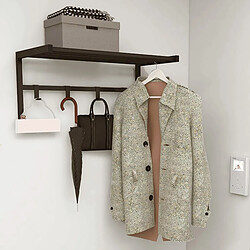 Pegane Portant à linge avec barres de suspension et 4 crochets coloris noir - Longueur 69 x hauteur 33 x Profondeur 34 cm