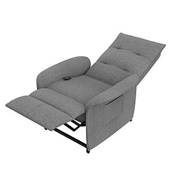 Pegane Fauteuil de relaxation inclinable électrique avec télécommande revêtu de tissu gris - Longueur 80 x Hauteur 102 x Largeur 71 cm