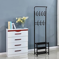 Pegane Porte-manteau à 2 niveaux de suspension et 3 étagères inférieures coloris noir - Longueur 51,5 x Hauteur 189 x Profondeur 30 cm