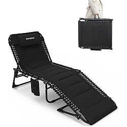 Vendos85 Chaise longue pliable 5 positions avec oreiller