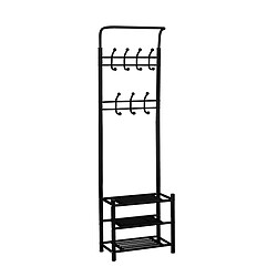 Pegane Porte-manteau à 2 niveaux de suspension et 3 étagères inférieures coloris noir - Longueur 51,5 x Hauteur 189 x Profondeur 30 cm