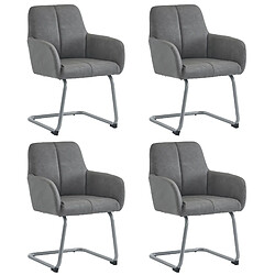 DZMDIP Chaise de salle à manger - Lot de 4 - Cuir microfibre - Pieds en acier incurvés - Design ergonomique Gris