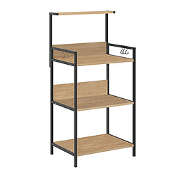 Pegane Étagère latérale Idéale comme meuble bar, coin café ou meuble micro-ondes coloris Chêne - Longueur 63 x Hauteur 130 x Profondeur 48 cm