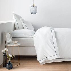 Avis Cotton & Co Housse de couette en percale de coton 160 fils avec bourdon bleu
