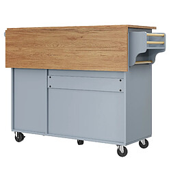 STILVORA Îlot de cuisine MDF Bleu Bébé plateau rabattable & étagères réglables 110x75x92 cm