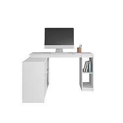 Avis Pegane Bureau d'angle multifonctionnel Bureau en L avec étagères intégrées coloris Blanc - Longueur 137 x Hauteur 78 x Largeur 137 cm