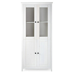 Pegane Vitrine avec 2 portes et 2 portes vitrée coloris blanc - Longueur 80,5 x Hauteur 180 x Profondeur 35 cm