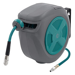 ECD Germany Enrouleur de Tuyau à Air Comprimé Automatique 15m + 1,5m avec Arrêt Intégré, Raccord 1/4 Pouces, Connexion Rapide, Support à Fixation Mural, Pression 15 bar, Pivotant 180°, Diamètre 12 mm