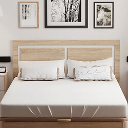Pegane Tête de lit coloris chêne/blanc - Longueur 155 cm x Hauteur 60 x Profondeur 3 cm