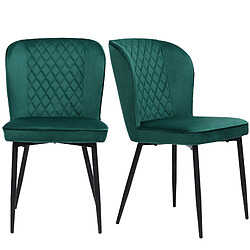 DZMDIP Chaise de salle à manger - Lot de 2 - Velours rembourré - Métal durable - Vert
