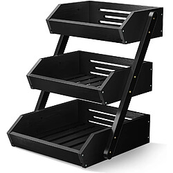 Vendos85 Corbeille à Fruits en Bambou Noir à 3 Niveaux