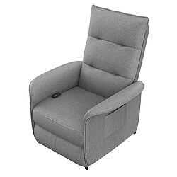 Pegane Fauteuil de relaxation inclinable électrique avec télécommande revêtu de tissu gris - Longueur 80 x Hauteur 102 x Largeur 71 cm