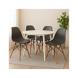 Avis Pegane Lot de 4 Chaise coloris gris avec pieds couleur bois - Longueur 47 x Hauteur 80 x Profondeur 43 cm