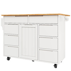 STILVORA Îlot de cuisine en Panneaux De Fibres 8 tiroirs rabattable 122x46x91,5cm