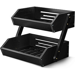 Vendos85 Corbeille à Fruits en Bambou à 2 Niveaux