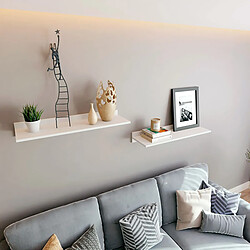 Pegane Ensemble de 2 étagères murales coloris blanc neige - Longueur 80 x Profondeur 24 x Hauteur 10 cm