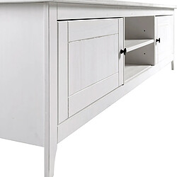 Acheter Pegane Meuble TV avec 2 portes et 2 étagères ouvertes coloris Blanc - Longueur 180 x Hauteur 45 x profondeur 35 cm