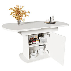 DZMDIP Table à manger extensible - L110/130 - 6 places - Blanc - Rectangulaire