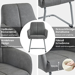 Avis DZMDIP Chaise de salle à manger - Lot de 4 - Cuir microfibre - Pieds en acier incurvés - Design ergonomique Gris