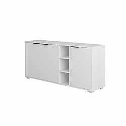 Pegane Buffet commode à 3 portes Meuble de rangement coloris Blanc - Longueur 142 x Hauteur 66 x Profondeur 36 cm
