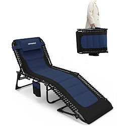 Vendos85 Chaise longue pliable 5 positions avec oreiller
