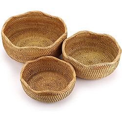 Vendos85 Lot de 3 paniers en osier pour fruits et rangement