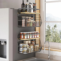 Vendos85 2 Panier Corbeille à Fruits Suspendu Cuisine avec Couvercle Bois