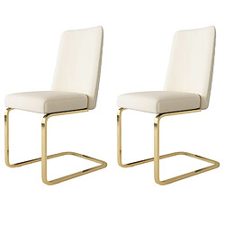 DZMDIP Chaises de salle à manger - Lot de 2 - Velours beige - Dossier en losange - Métal beige