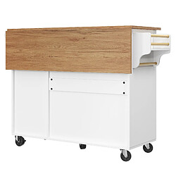 STILVORA Îlot de cuisine MDF Blanc motif Vintage plateau rabattable 110x75x92 cm