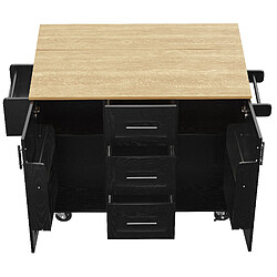 STILVORA Îlot de cuisine MDF Noir 2 modes & plateau rabattable 135x74x86,6 cm