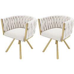 DZMDIP Chaise de salle à manger Lot de 2 - Velours beige - Pivotante 360° - Design moderne