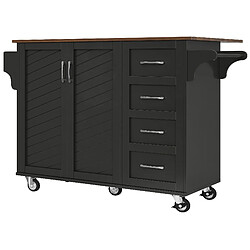 STILVORA Chariot de cuisine MDF Noir plateau rabattable & portes rayures diagonales 107x71x93 cm