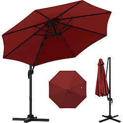 Vendos85 Parasol déporté rond inclinable 360° grande taille Rouge