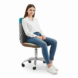 Avis ICONIK INTERIOR Chaise de Bureau Pivotante - Tissu Patchwork - Patty Multicolore