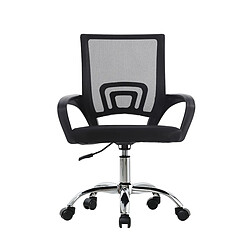 Pegane Chaise de bureau noire avec dossier et accoudoirs en maille, roulettes en métal - Longueur 49 x Hauteur 92 x Profondeur 50 cm