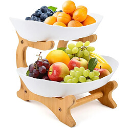 Vendos85 Corbeille à Fruits 2 Étages Bambou