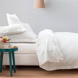 Avis Cotton & Co Housse de couette en satin de coton égyptien 120 fils finition jour échelle - blanc