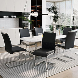 DZMDIP Chaises de salle à manger Lot de 6 - Cuir artificiel PU - Design ergonomique - Noir