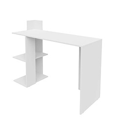 Pegane Bureau avec étagères Table d'odinateur Table de travail coloris blanc - Hauteur 91 x Longueur 122 x Profondeur 47