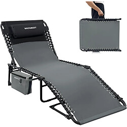 Vendos85 Chaise longue pliable 5 positions avec sac isotherme