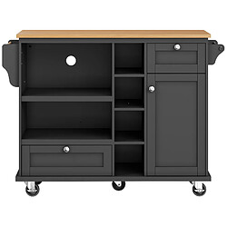 STILVORA Chariot de salle MDF Noir mobile/fixe avec tiroirs & étagères 129x46x92 cm