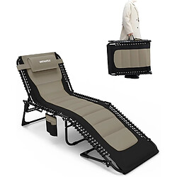 Vendos85 Chaise longue pliable 5 positions avec oreiller