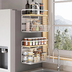 Vendos85 2 Panier Suspendu à Fruits Cuisine avec Couvercle Bois