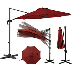 Vendos85 Parasol déporté inclinable 360° 294 cm – extérieur rouge