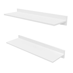 Pegane Ensemble de 2 étagères murales coloris blanc neige - Longueur 80 x Profondeur 24 x Hauteur 10 cm