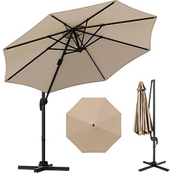 Vendos85 Parasol déporté rond 360° inclinable grande taille Beige