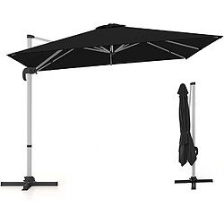Vendos85 Parasol carré déporté 3x3m rotatif réglable – Noir