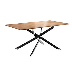Pegane Table de salle à manger avec plateau couleur cambrian et pieds en métal noir entrelacés - Longueur 160 x Hauteur 73 x Profondeur 90 cm