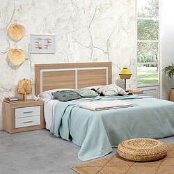 Pegane Tête de lit coloris chêne/blanc - Longueur 155 cm x Hauteur 60 x Profondeur 3 cm pas cher